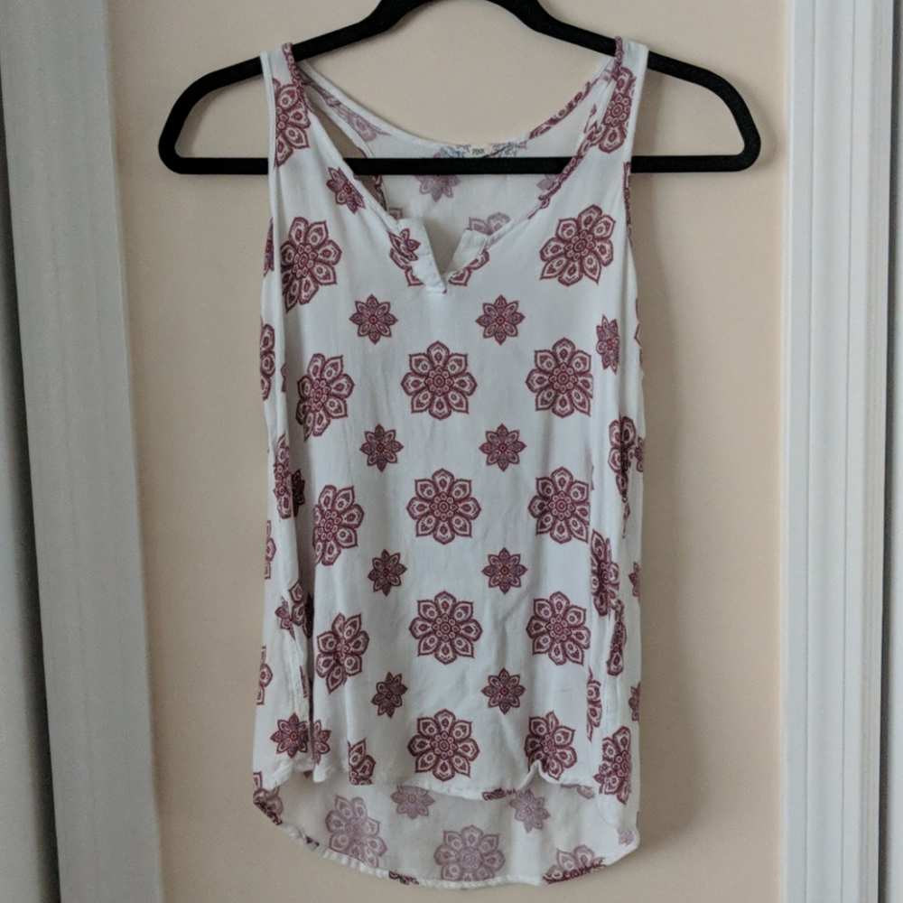 Floral white tank top
